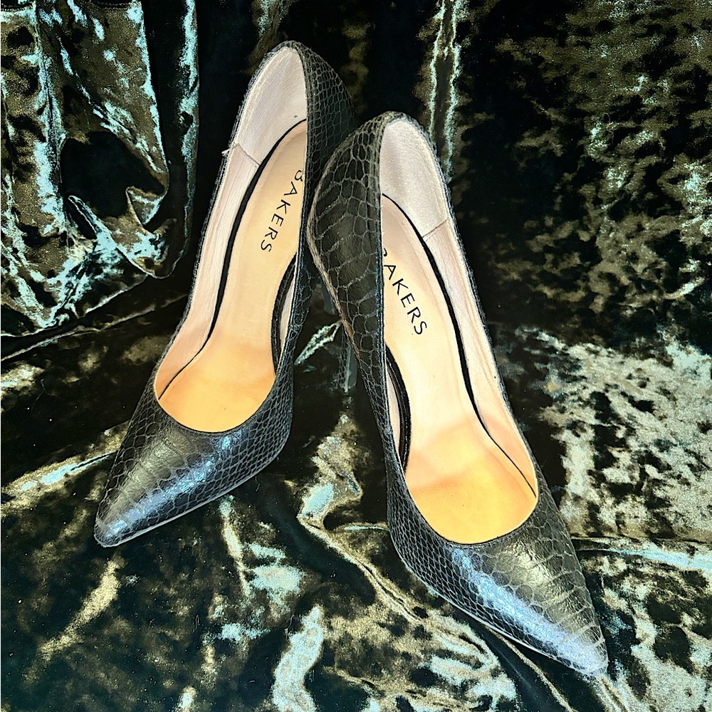 Bakers Black Snake Stiletto Heels